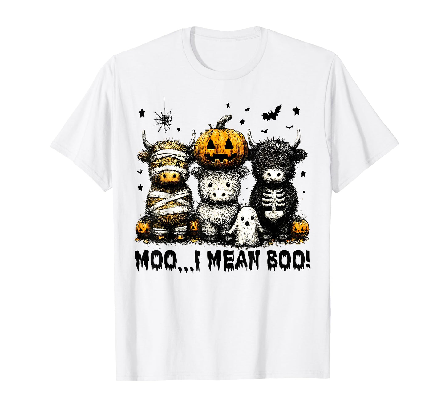 Ghost Cow Moo I Mean Boo Halloween Outfit Funny Cow Lover T-Shirt
