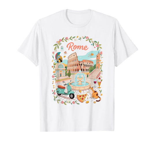 Rome Italy Colosseum Art Vintage Travel Souvenir T-Shirt
