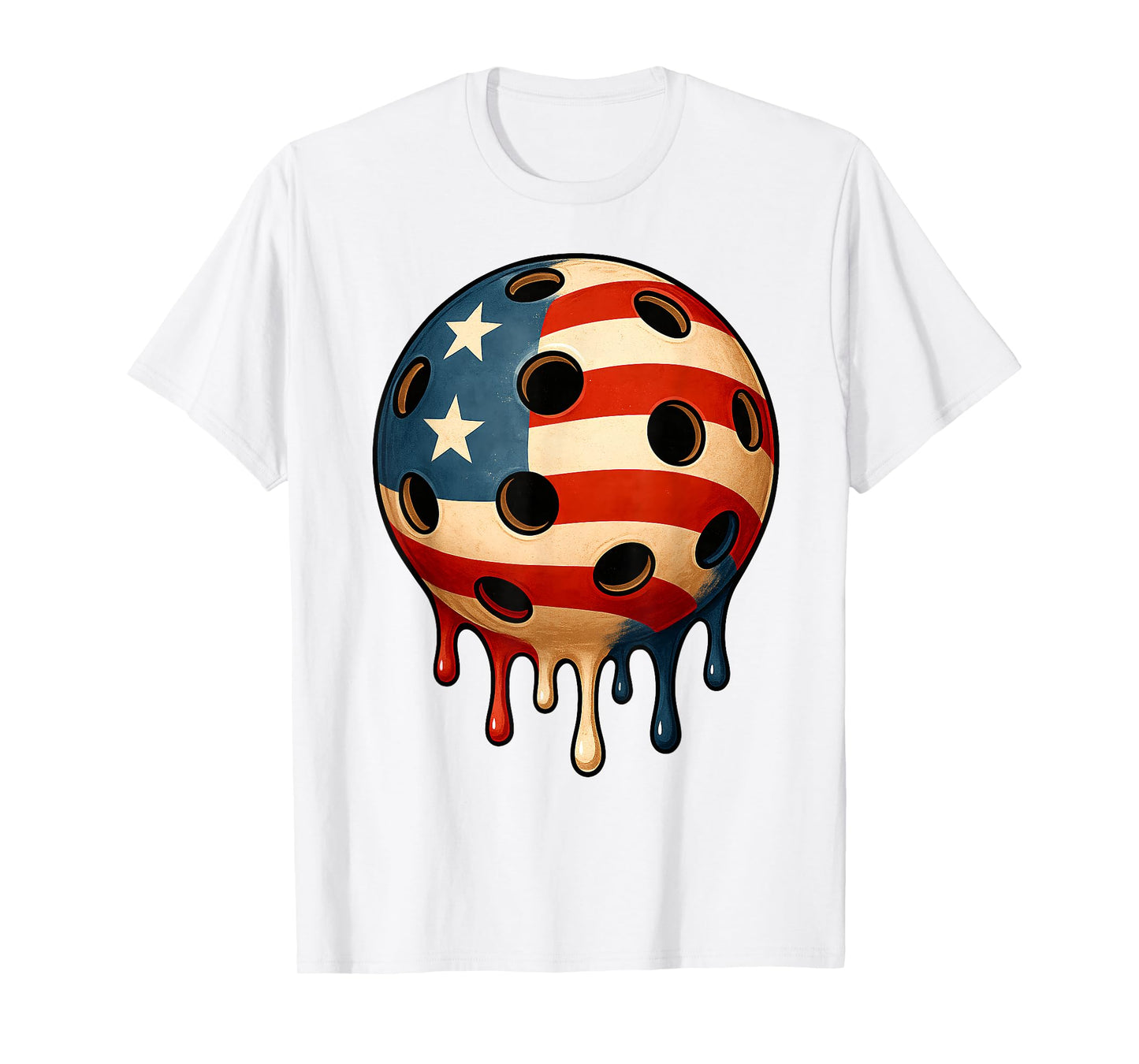 Retro Pickleball USA Flag Independence Day 4th Of July Men T-Shirt