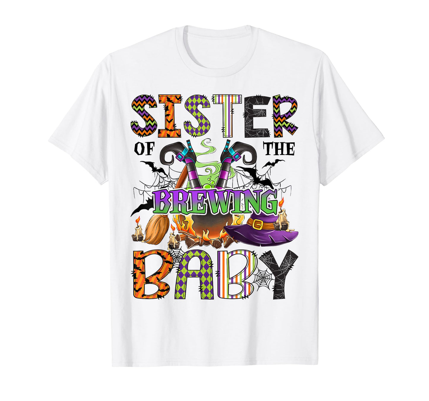 Sister of Brewing Baby Halloween One Spooky Sister T-Shirt