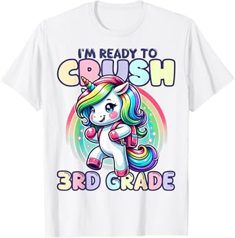 Crush 3rd Grade Girls Back to School Unicorn First Day Cute T-Shirt