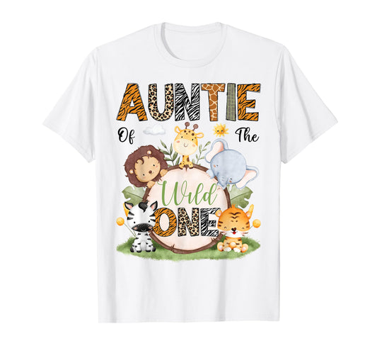 Auntie Of The Wild One 1St Birthday Boy Safari Lover T-Shirt