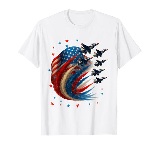 4th Of July Fighter Jets Airplane USA Flag Patriotic Men Boy T-Shirt