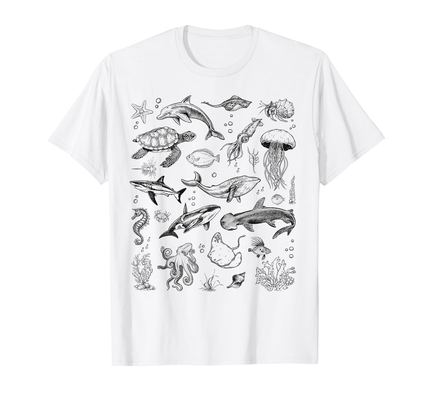 Ocean Wildlife Vintage Tattoo Sea Animals 80s 90s Marine Bio T-Shirt
