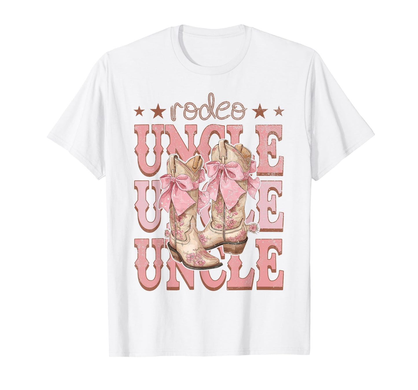 Rodeo Uncle Pink Boots Coquette Cow-Girl Birthday Party T-Shirt