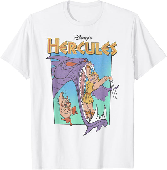 Disney Hercules Hydra Battle Retro Classic Movie Poster T-Shirt