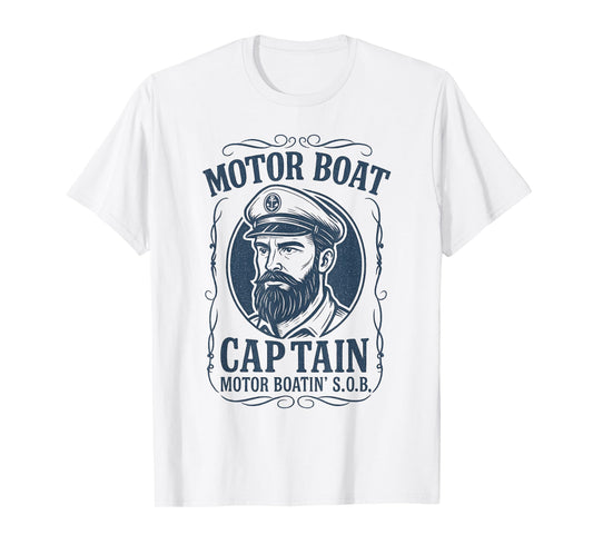 Motor Boat Captain Funny Men Vintage T-Shirt