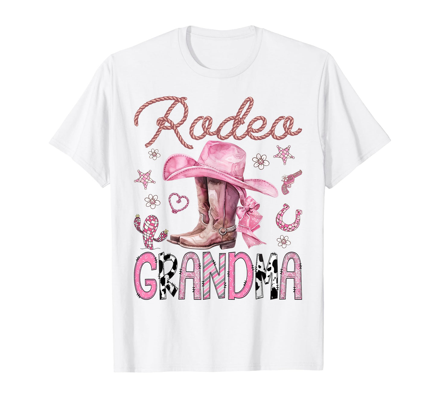 Rodeo Grandma Pink CowGirl Coquette Boots Birthday Girl T-Shirt