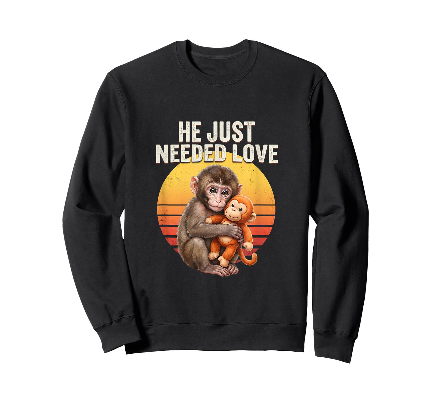He Just Needed Love Baby Monkey Punch Emotional Retro Sunset T-Shirt