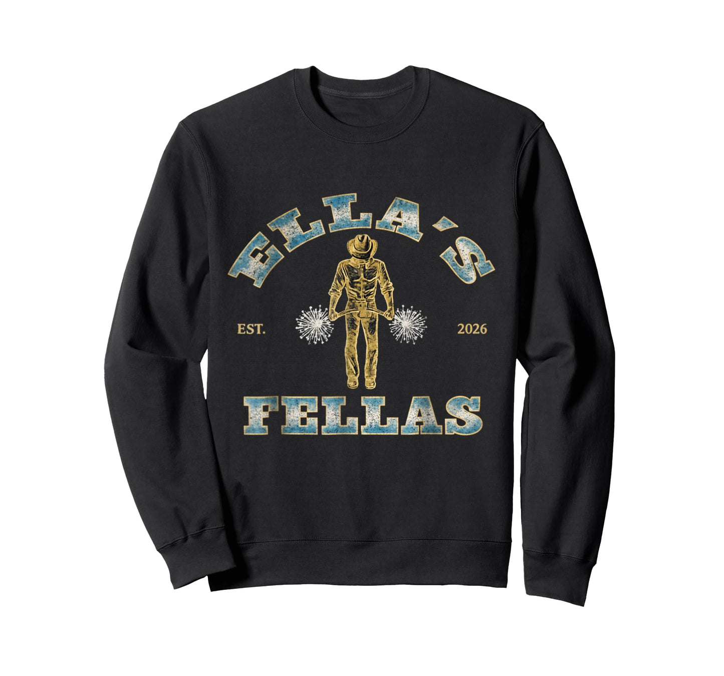 Ellas Fellas Vintage Retro Tee - Matching Squad 70s Style T-Shirt - Sweatshirt | Black
