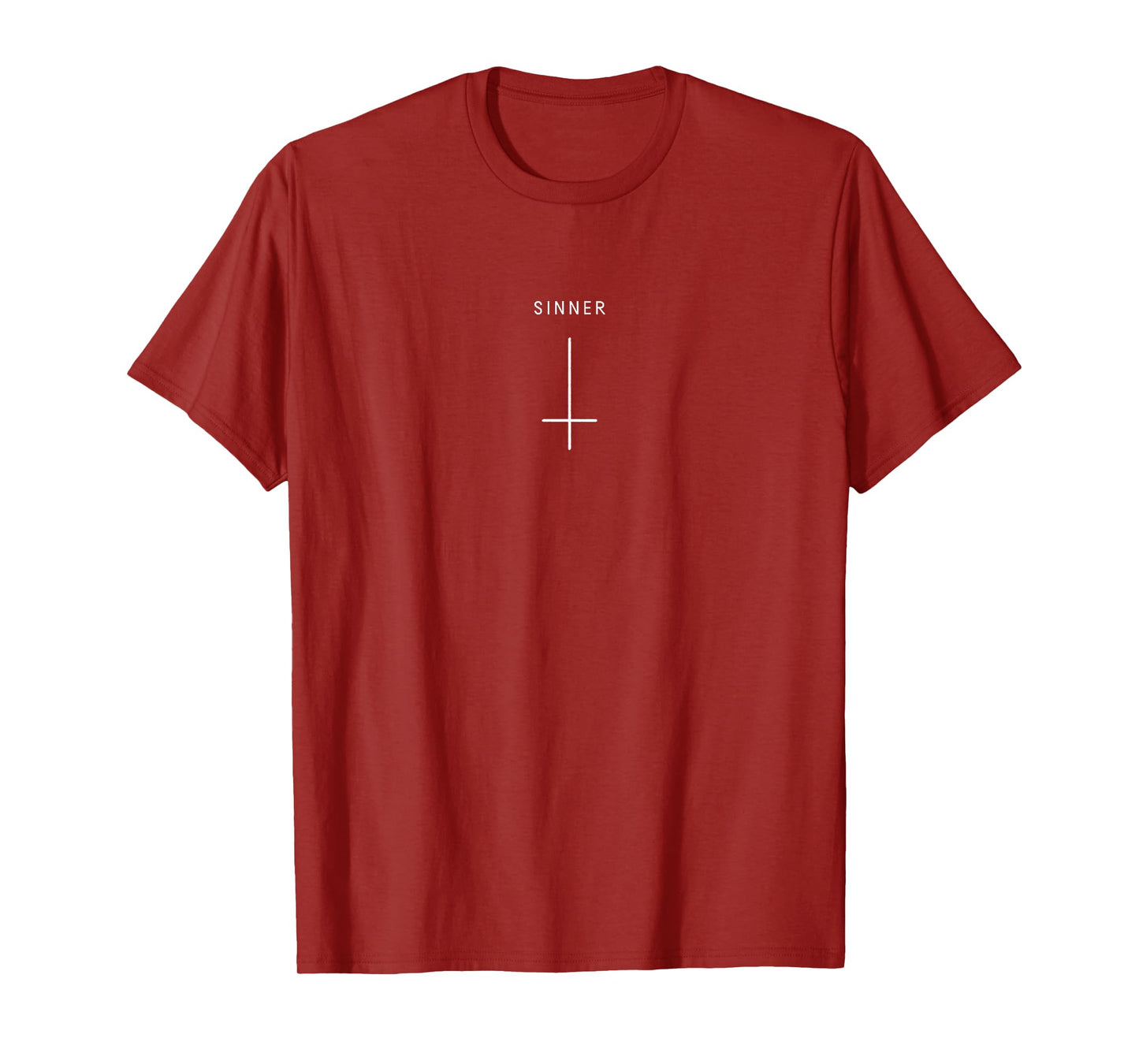 Sinner Inverted Cross - Minimalist Satan T-Shirt