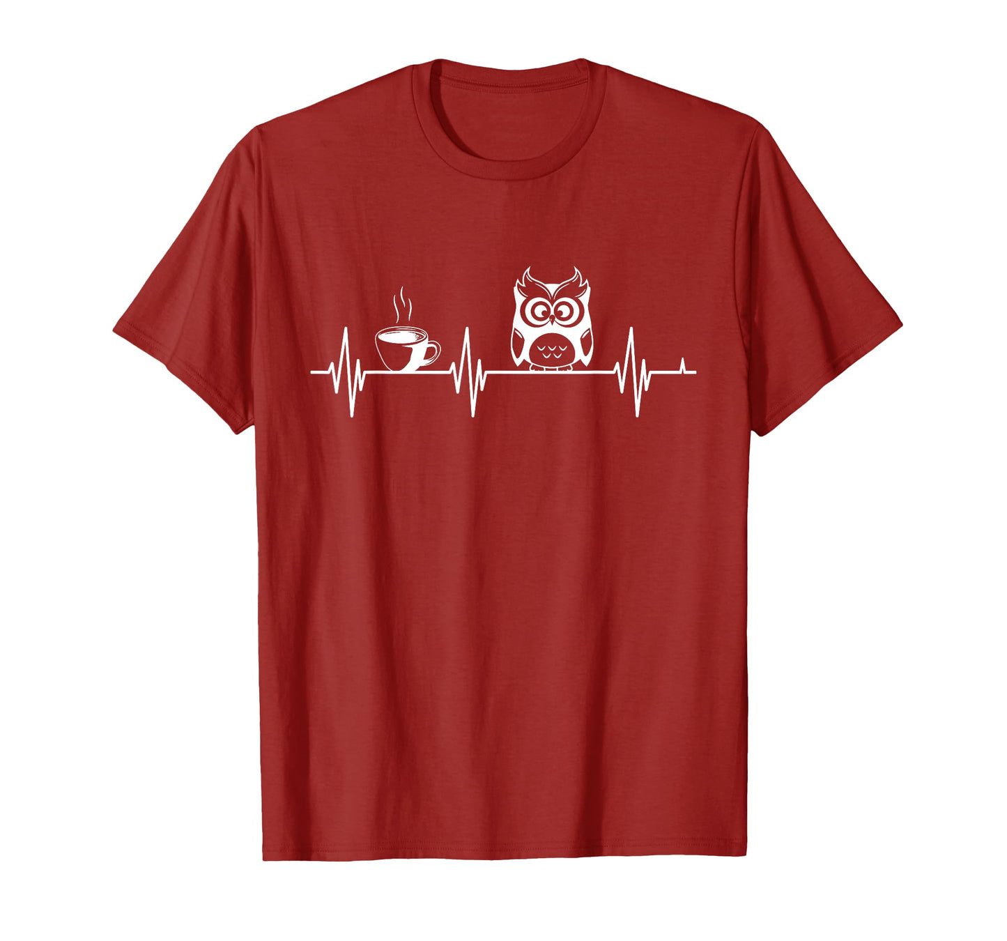 Cute Owl Art For Men Women Heartbeat Coffee Owl Lovers T-Shirt