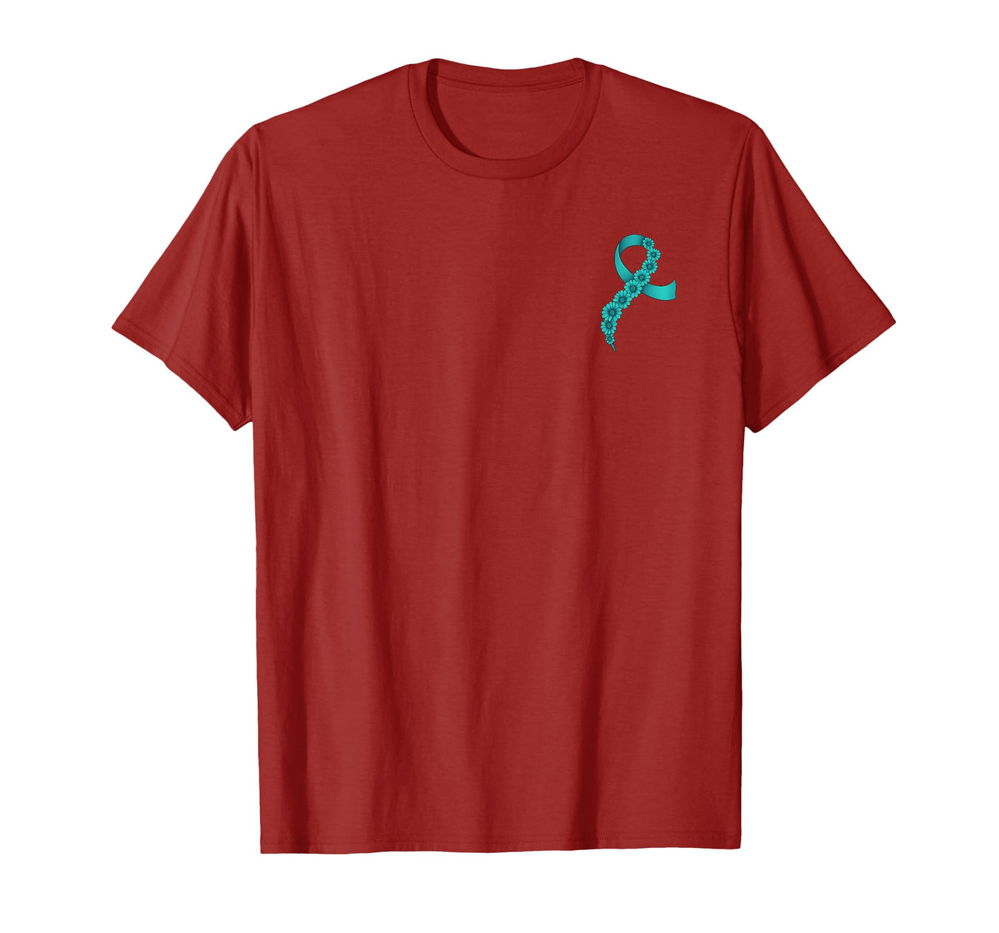 Teal Ribbon Supporter Men Women Ovarian Cancer Awareness T-Shirt