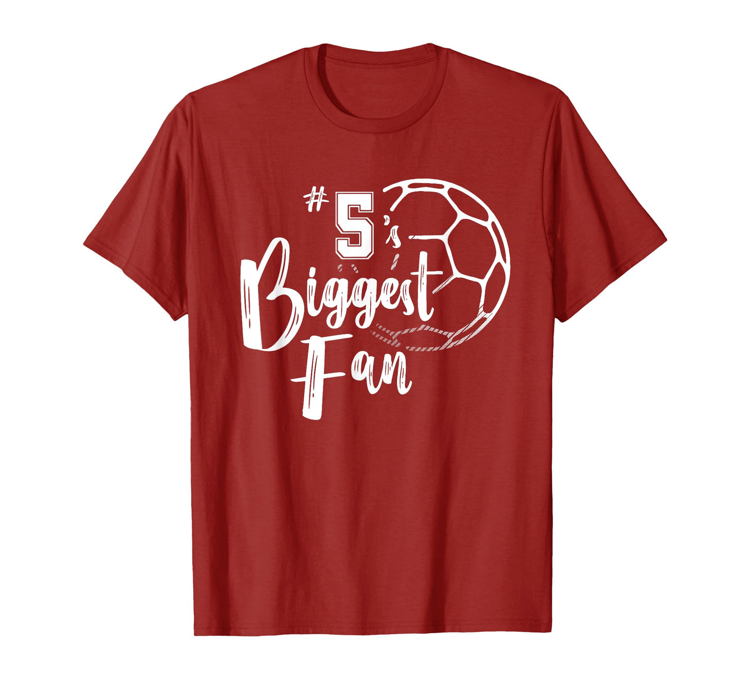 Number 5's Biggest Fan Shirt Soccer Player Mom Dad Family T-Shirt