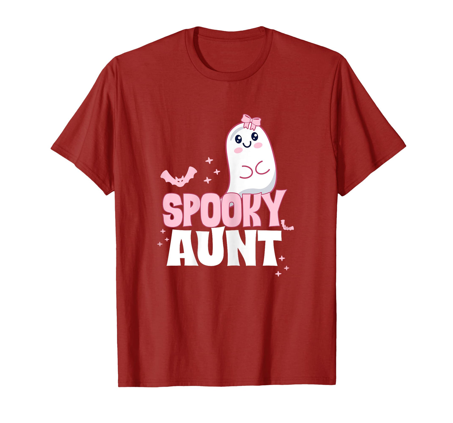Spooky Aunt Family Cute Pink White Ghost Boo Halloween T-Shirt
