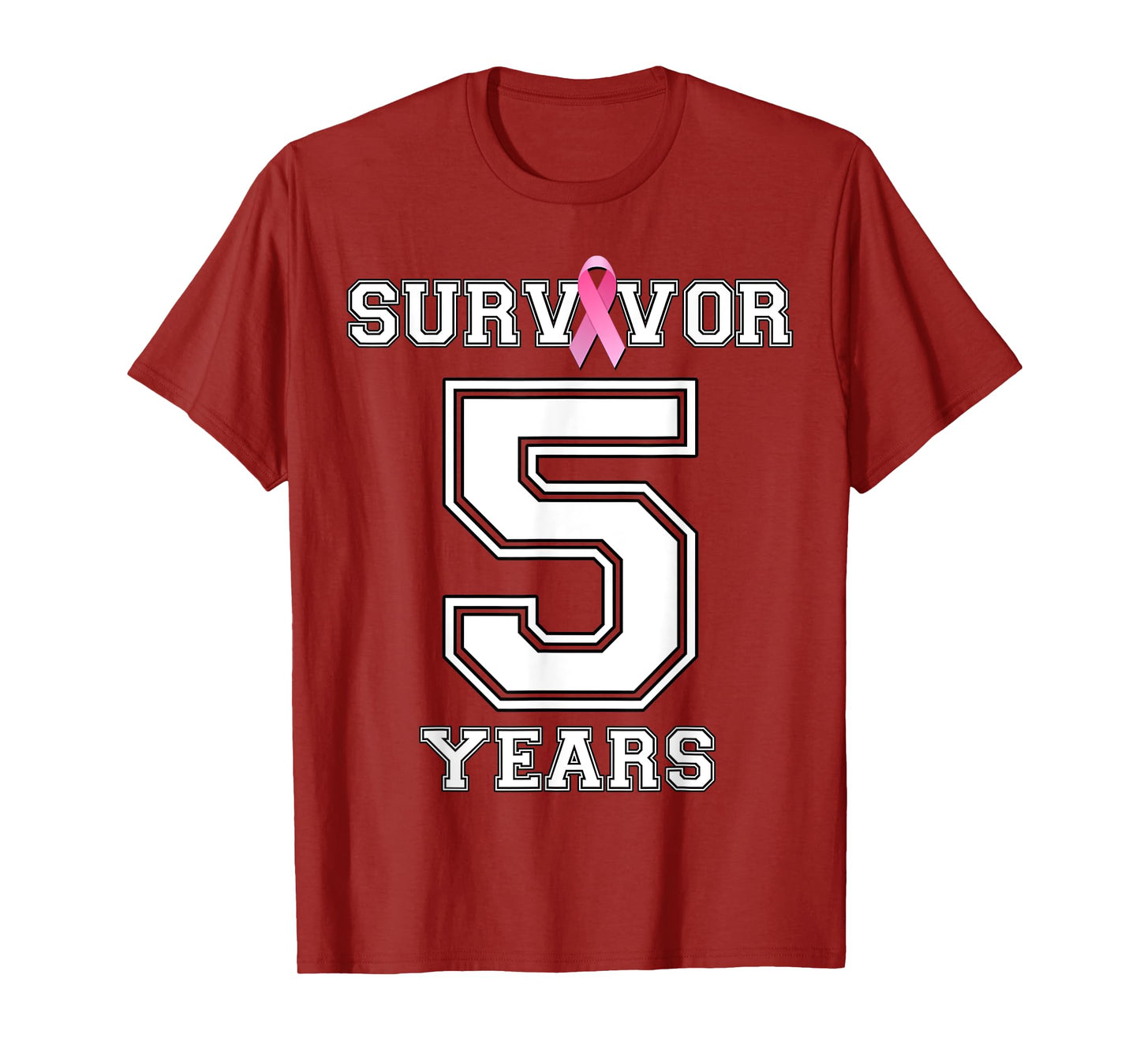 5 Years Breast Cancer Survivor Gifts For Women Pink Ribbon T-Shirt