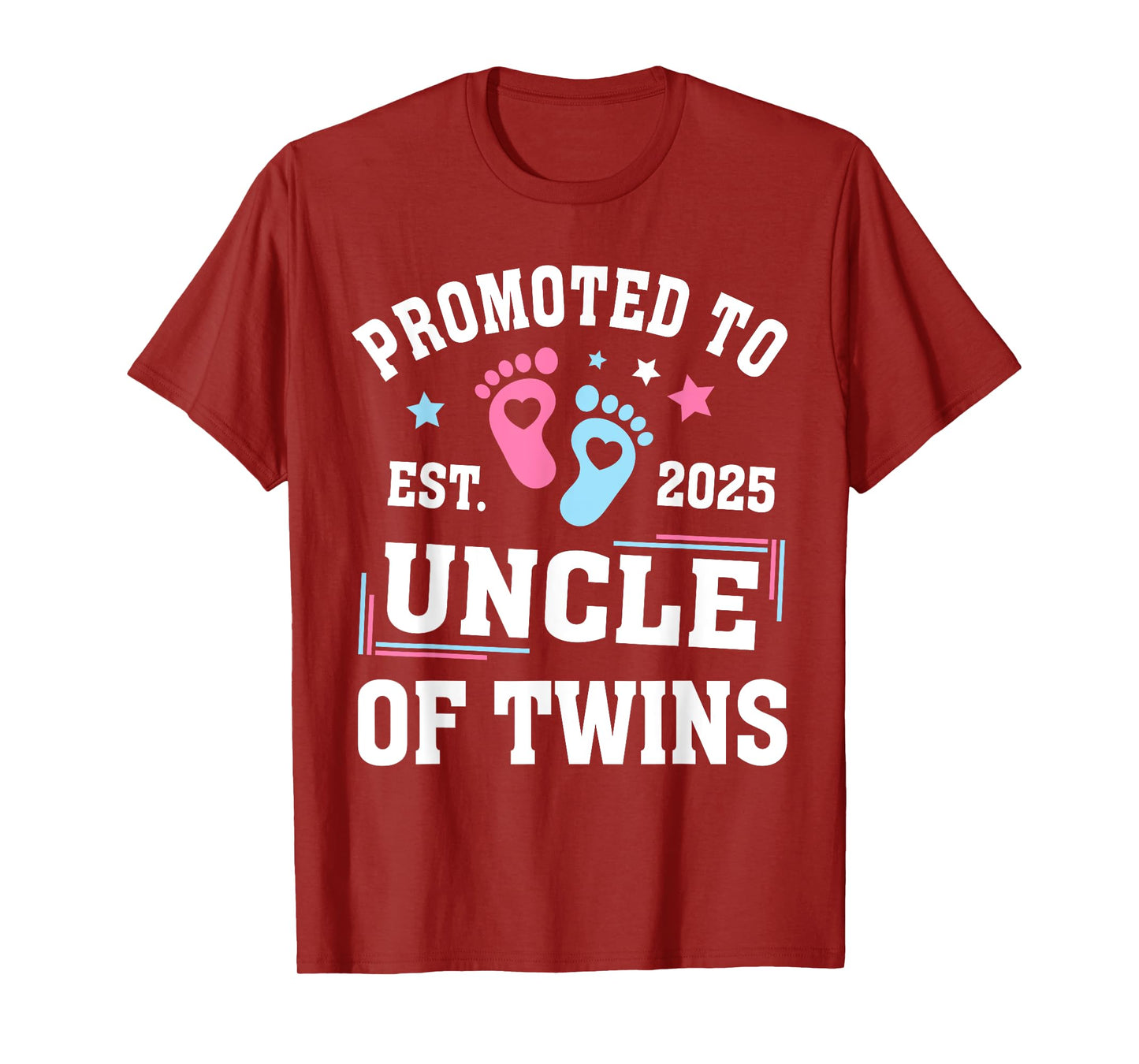 Promoted To Uncle Of Twins Est 2025 Gender Reveal T-Shirt