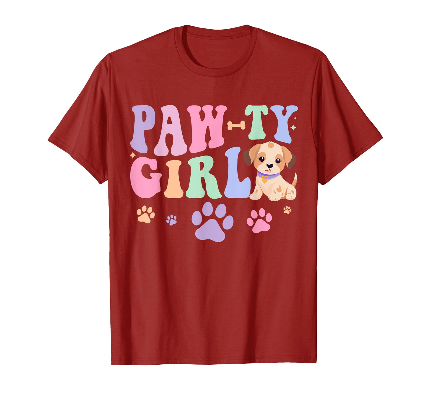 Let's Pawty Girl Birthday Dog Puppy Party Girl Kids Birthday T-Shirt