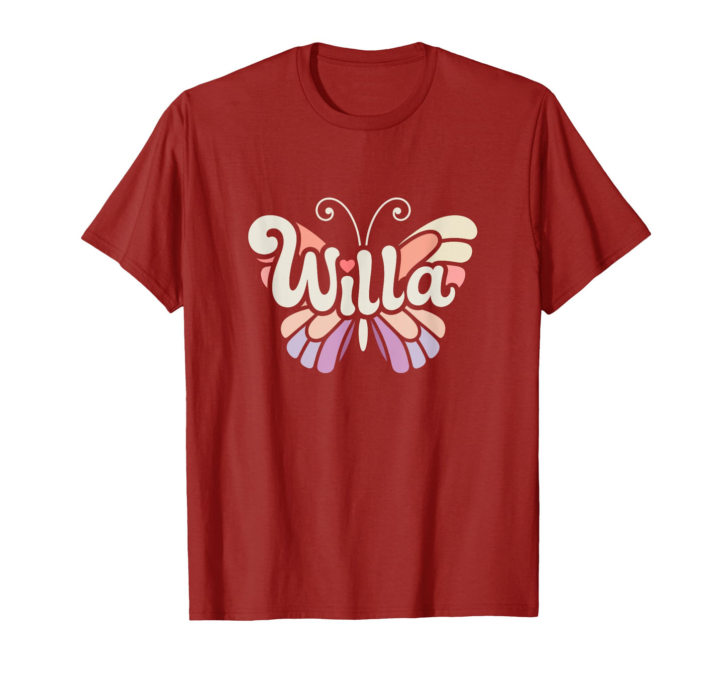 Willa Butterfly - Personalized Cute Name Word Art T-Shirt