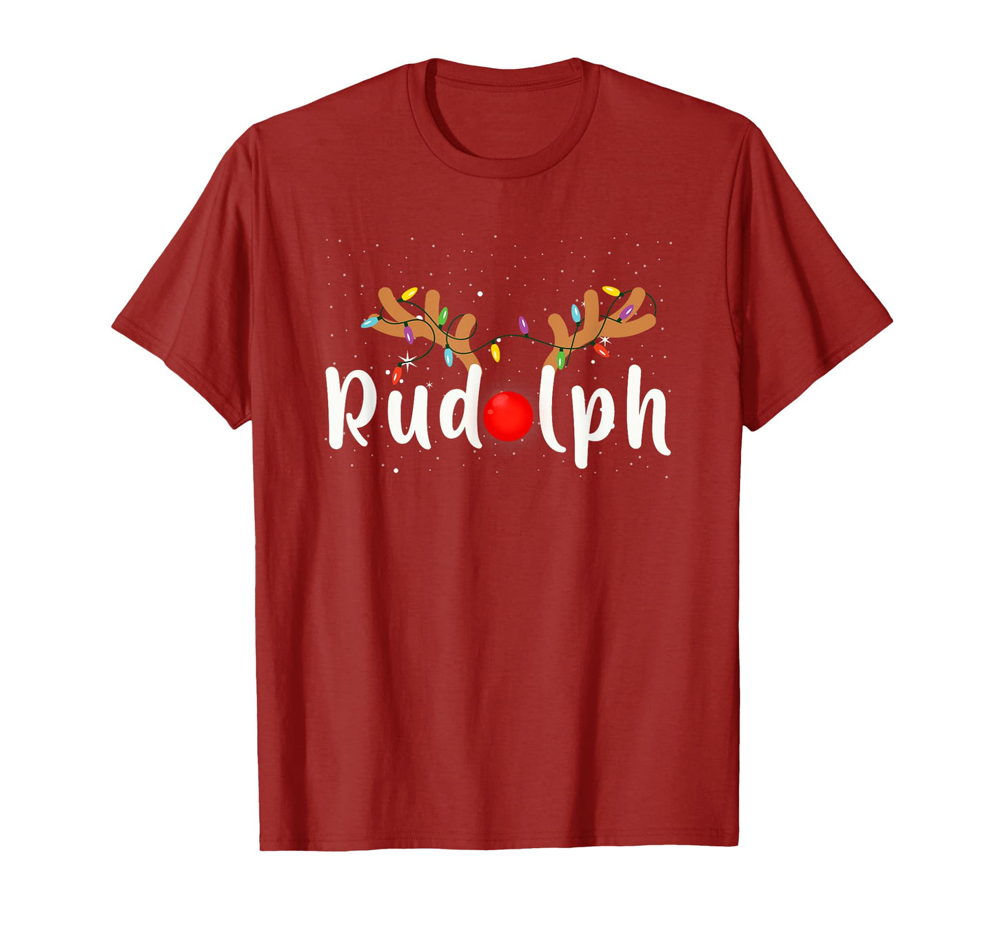 Rudolph Red Nose Funny Kids Reindeer Christmas Lights Pajama T-Shirt