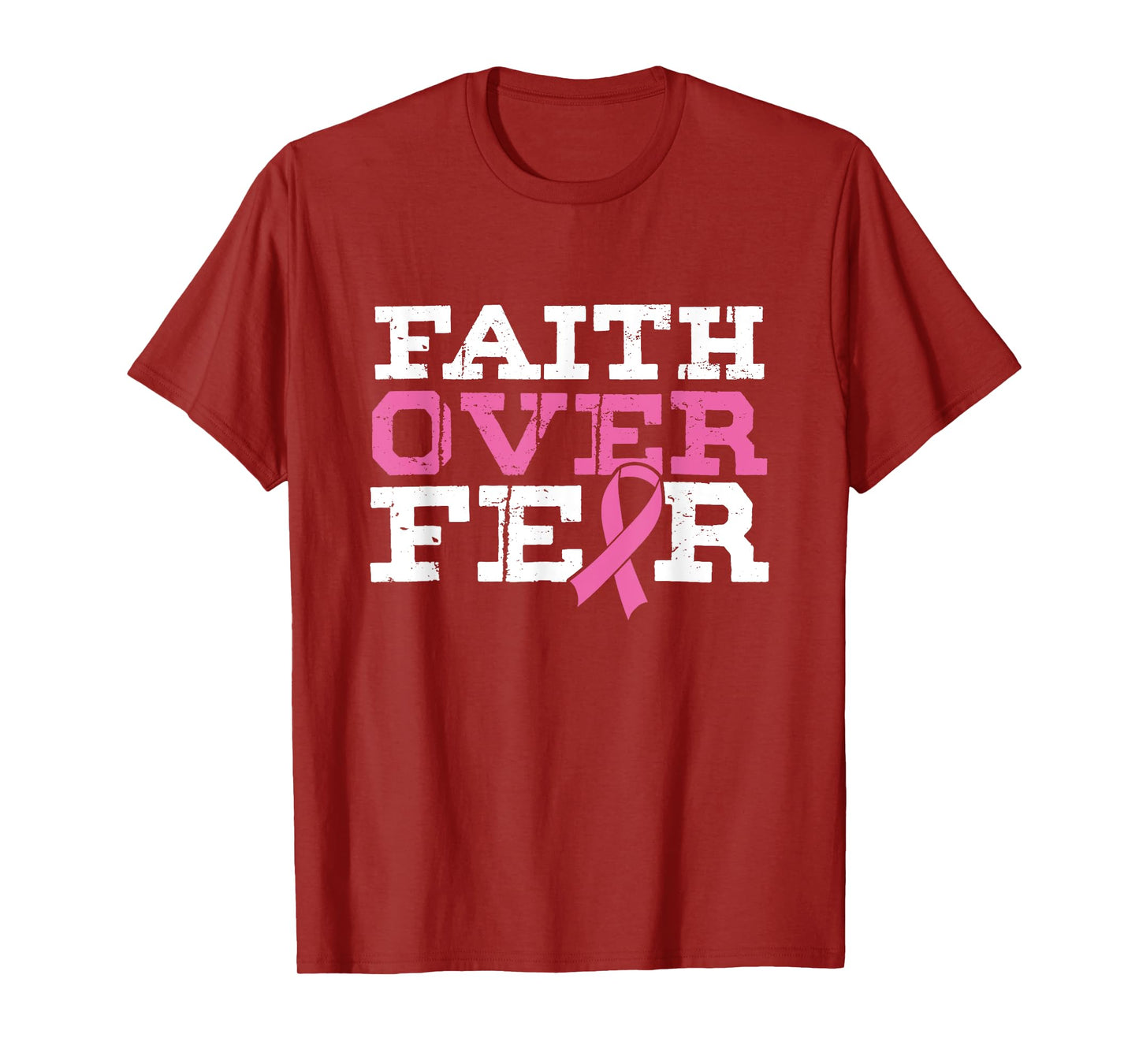 Religious Christian God Faith Over Anxiety Breast Cancer Month T-Shirt