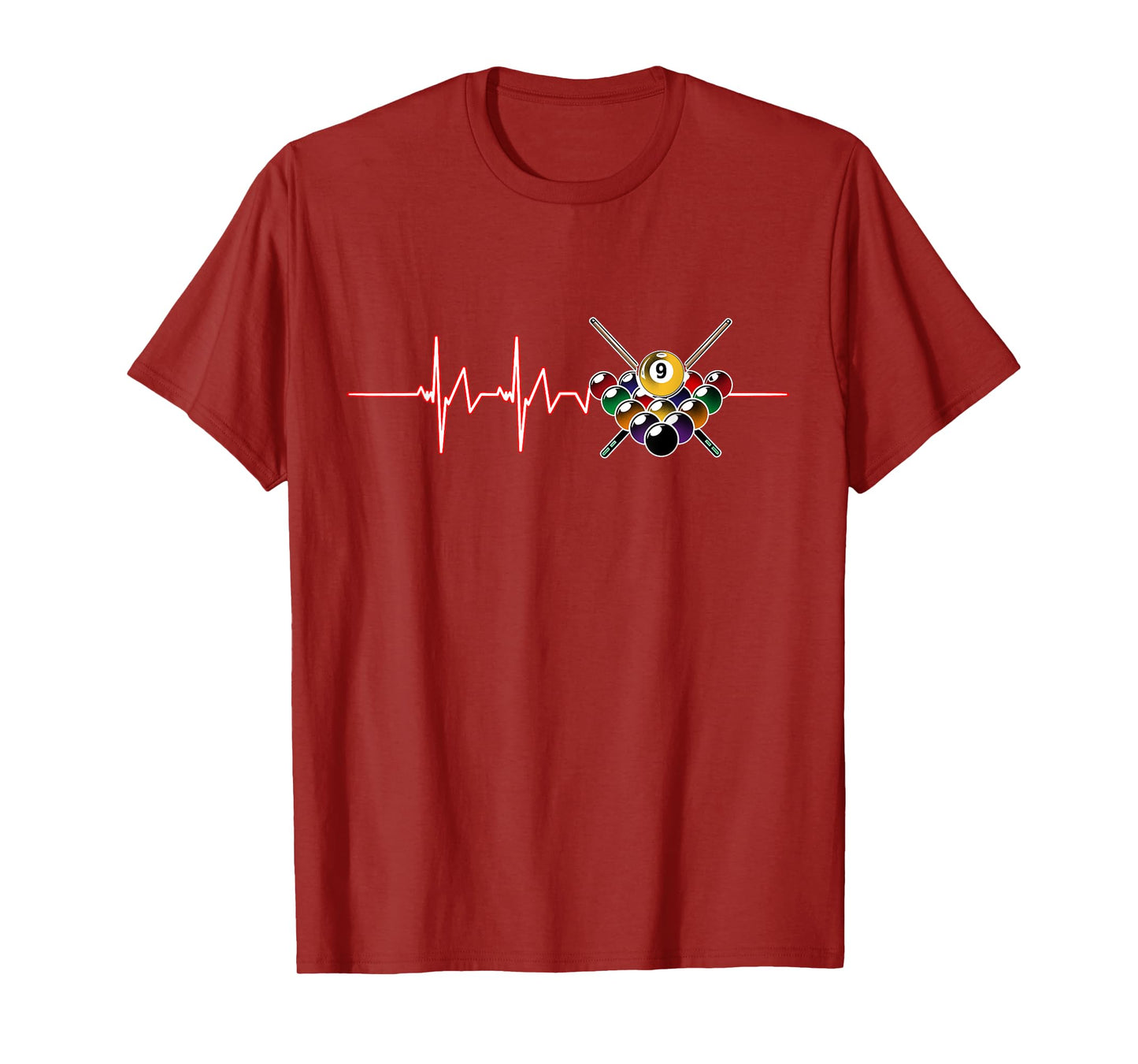Billiard 9-Ball Pool Player Billiard Cue Sports Heartbeat T-Shirt