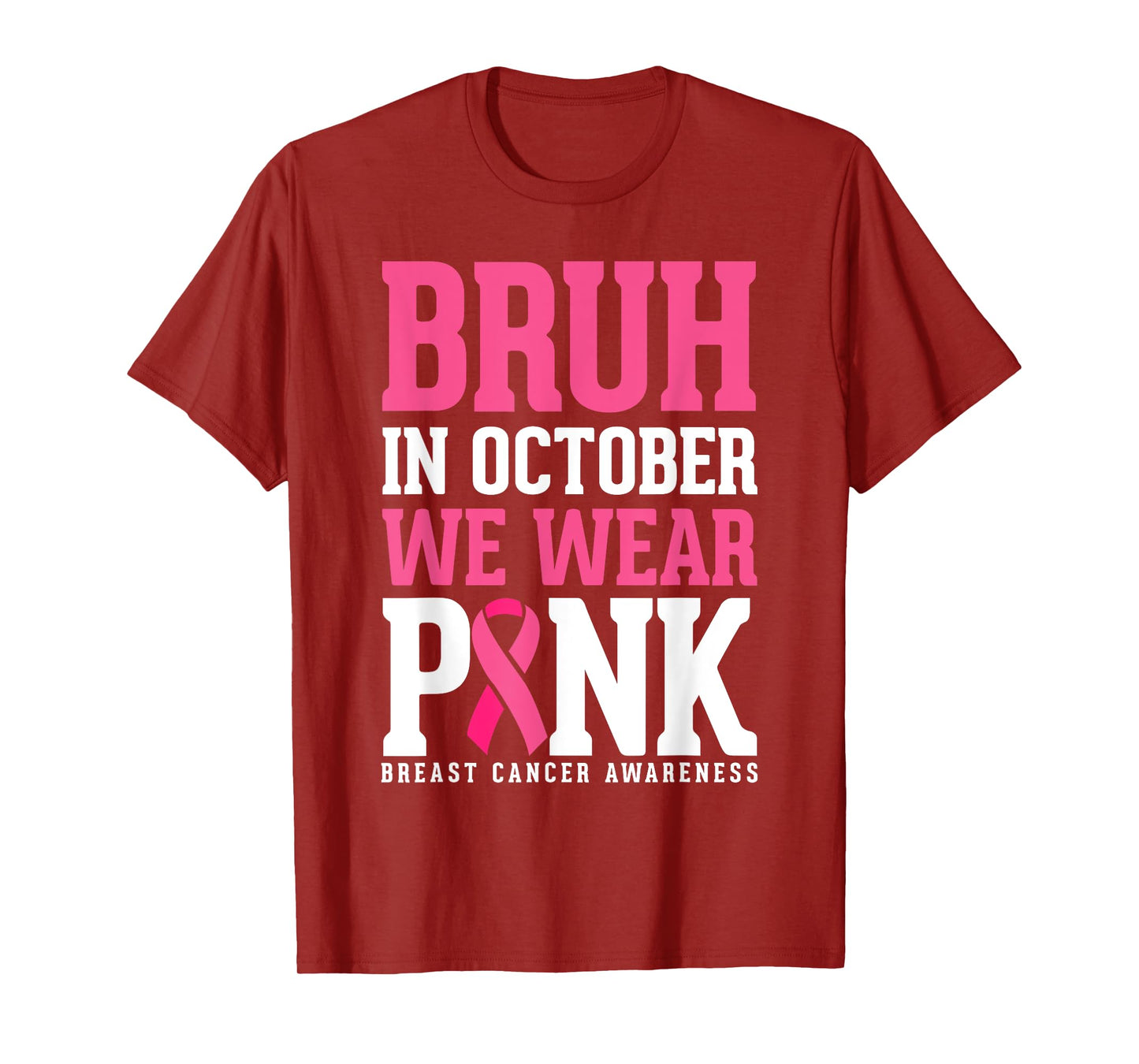 Bruh In October Wear Pink Breast Cancer Awareness Kids Boys T-Shirt