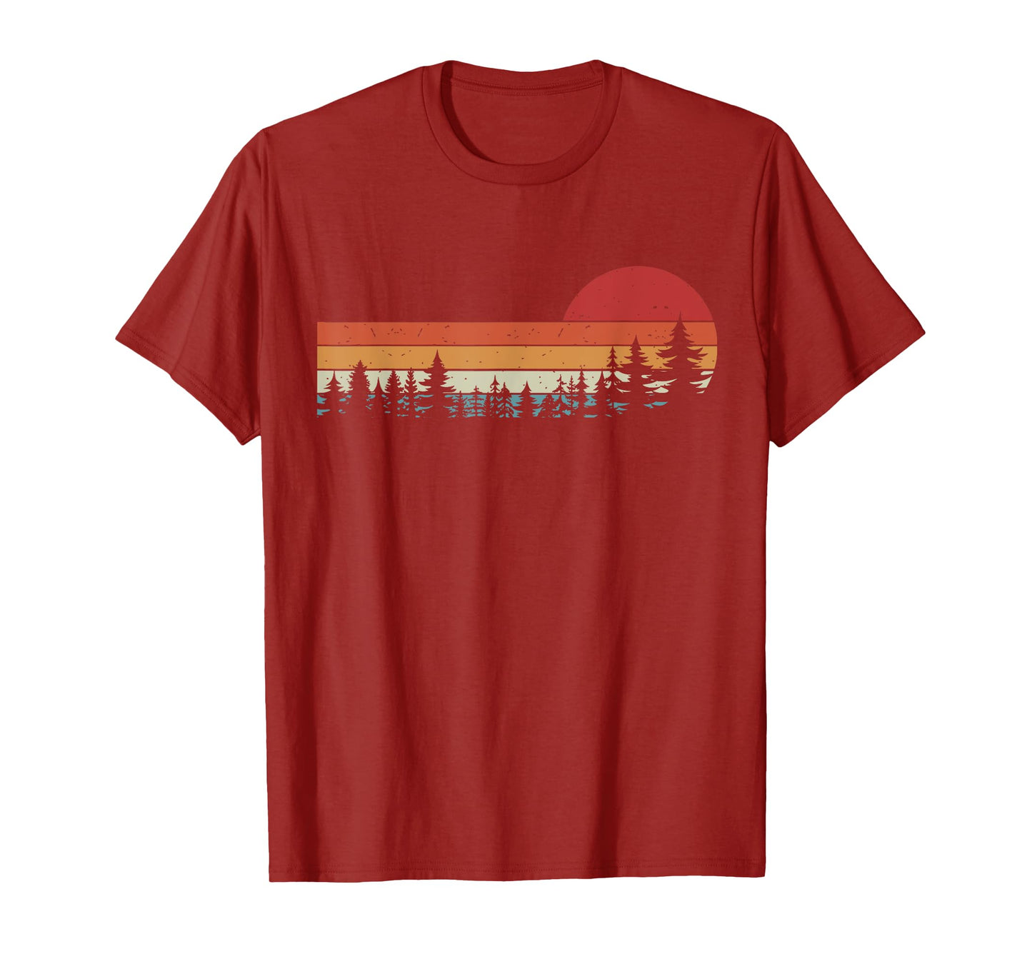 Wildlife Vintage Sunset Mountain Forest Trees Hiking Nature T-Shirt