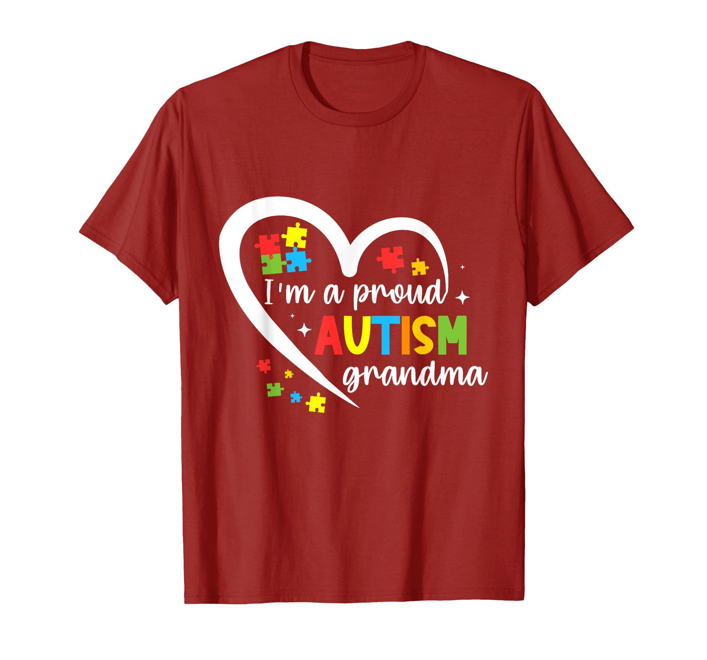 I'm A Proud Grandma Love Heart Autism Awareness Puzzle T-Shirt