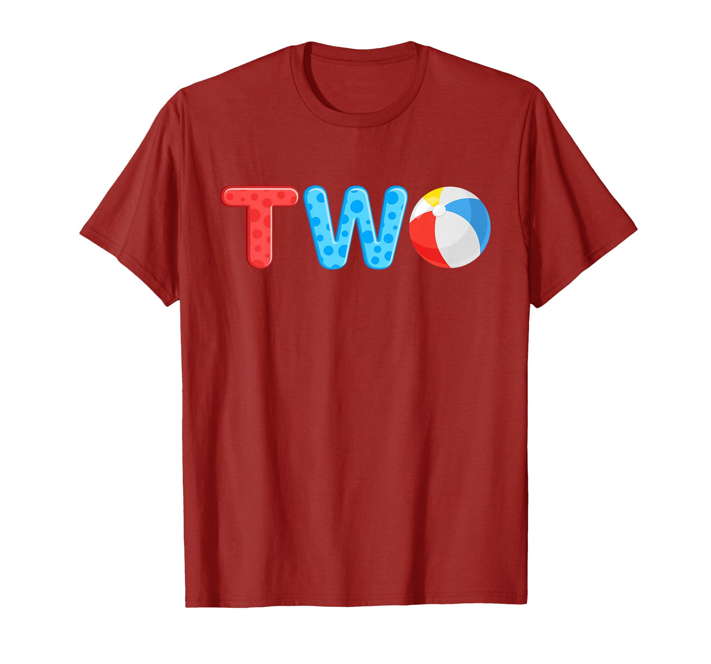 2nd Birthday Two Year Old Beach Ball Theme Summer Pool Party Kids T-Shirt
