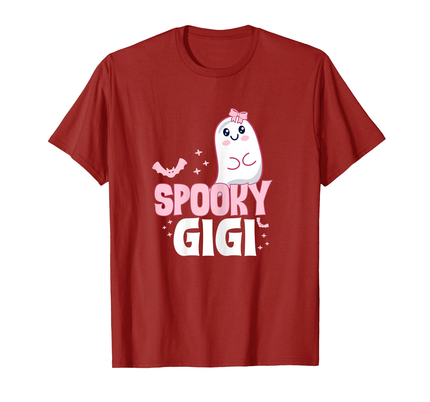 Womens Spooky Gigi Family Cute Pink White Ghost Boo Halloween Nana T-Shirt