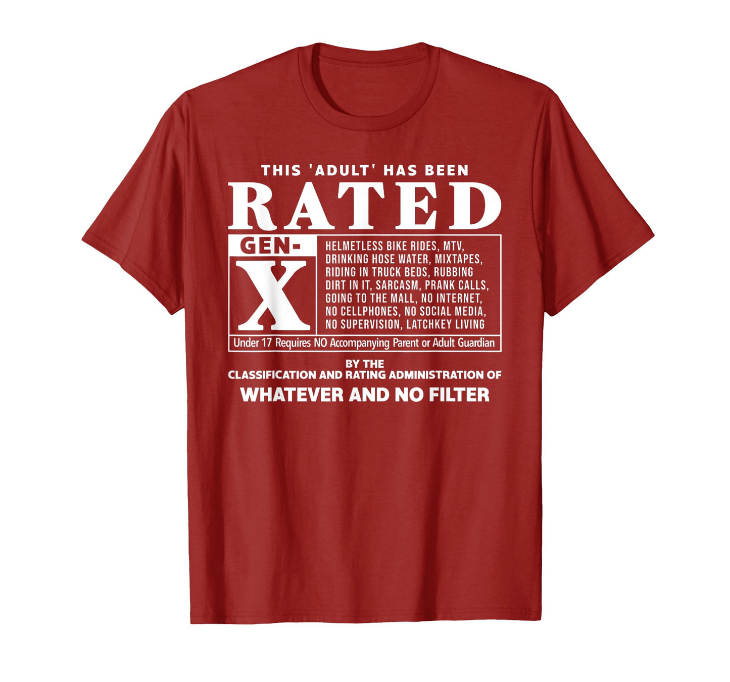 Funny Rated Gen X Generation X 80s Kid Humor T-Shirt