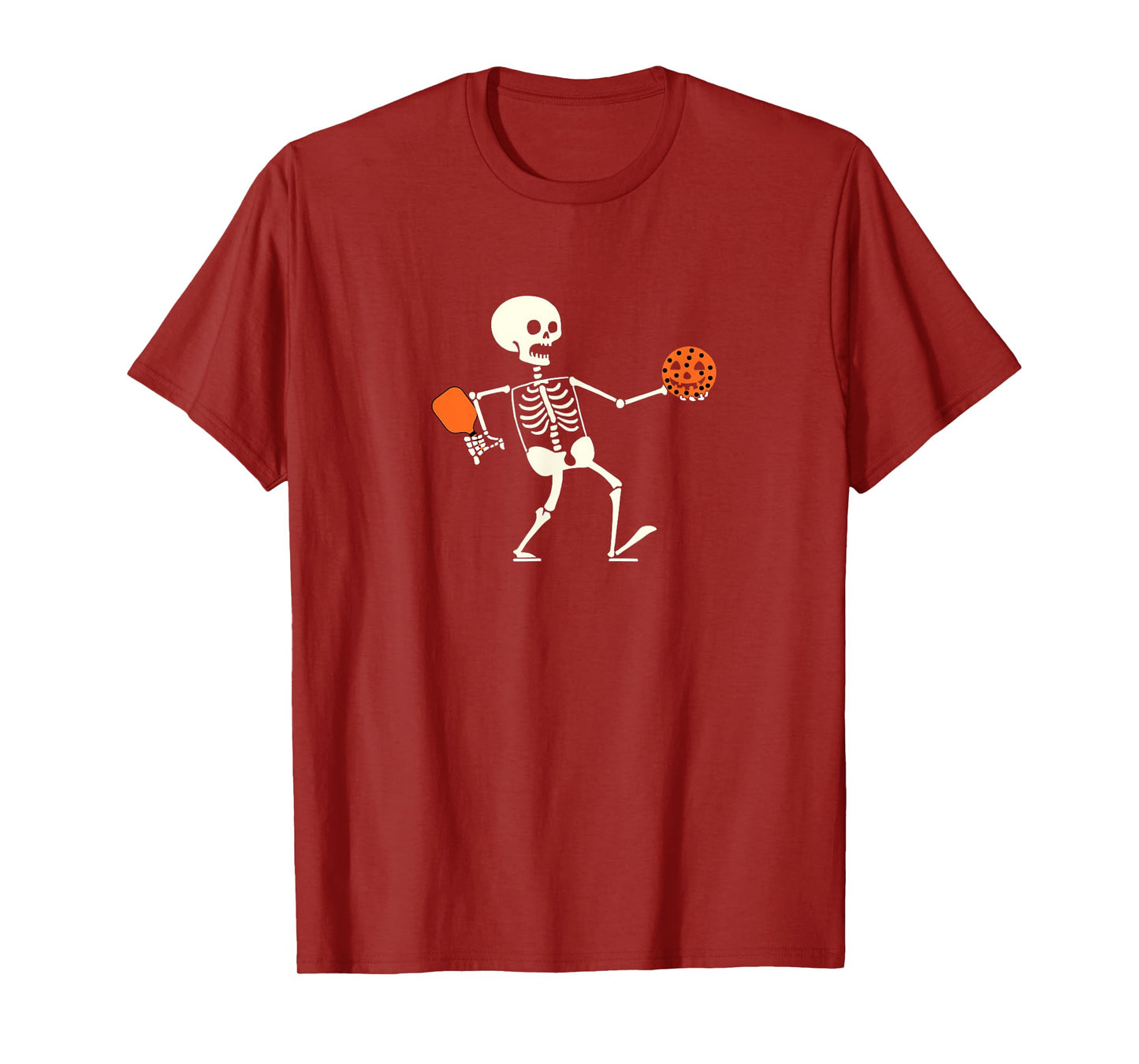 Funny Skeleton playing Pickleball Halloween Mens Womens T-Shirt