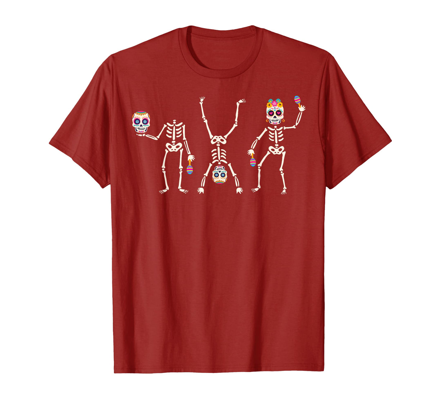 Sugar Skull Dia De Los Muertos Dancing Skeleton Costume T-Shirt
