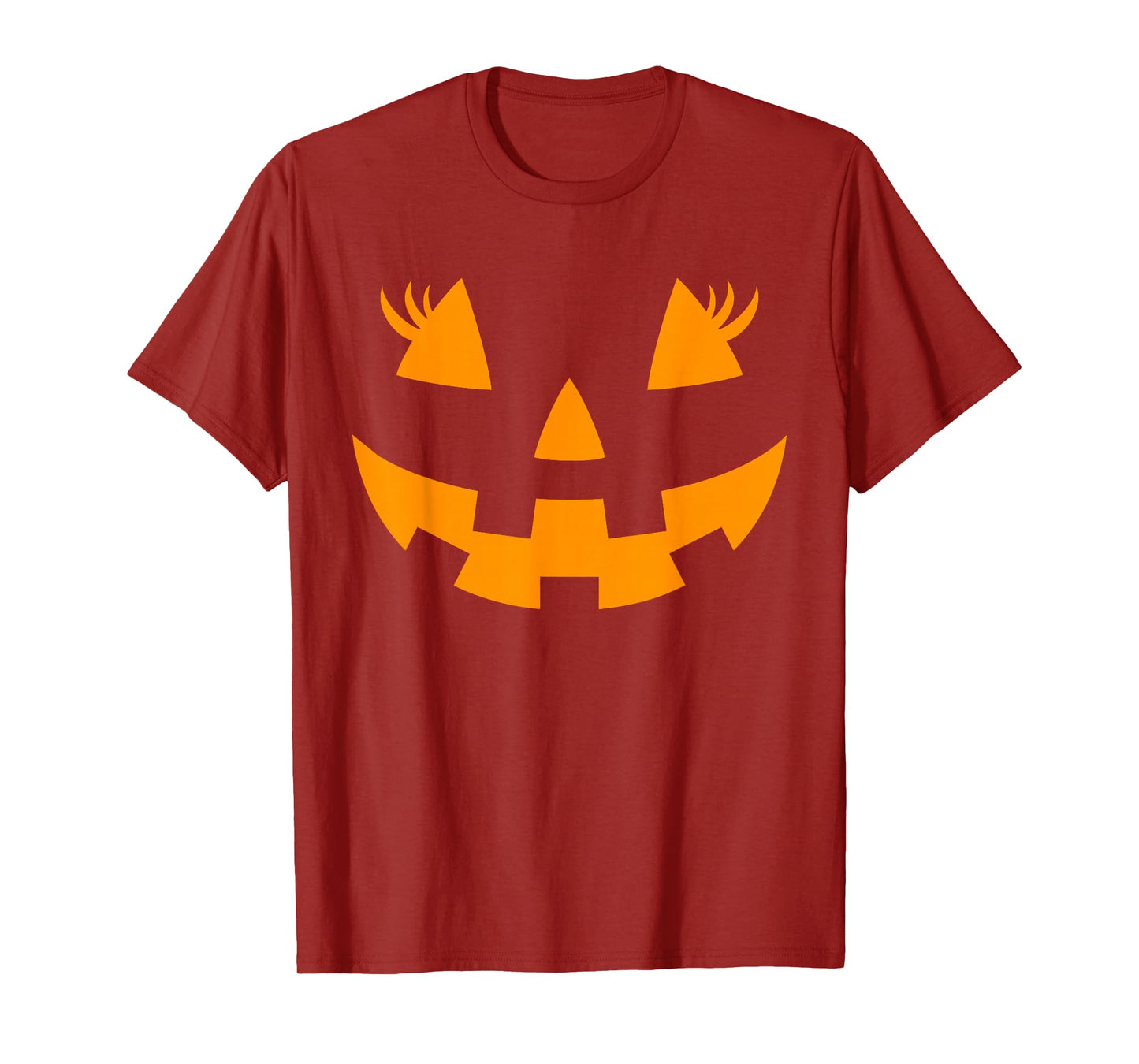 Jack O Lantern Face Pumpkin Eyelashes Hallowen Costume Funny T-Shirt