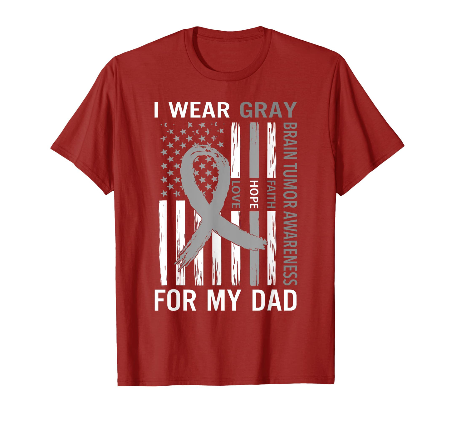 I Wear Gray For My Dad Brain Tumor Awareness Gray Ribbon T-Shirt