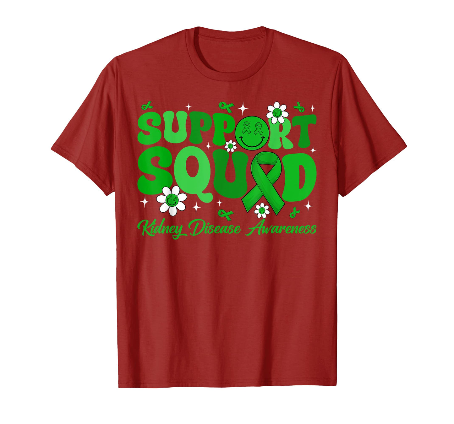 Groovy Support Squad Kidney Disease Awareness Green Ribbon T-Shirt