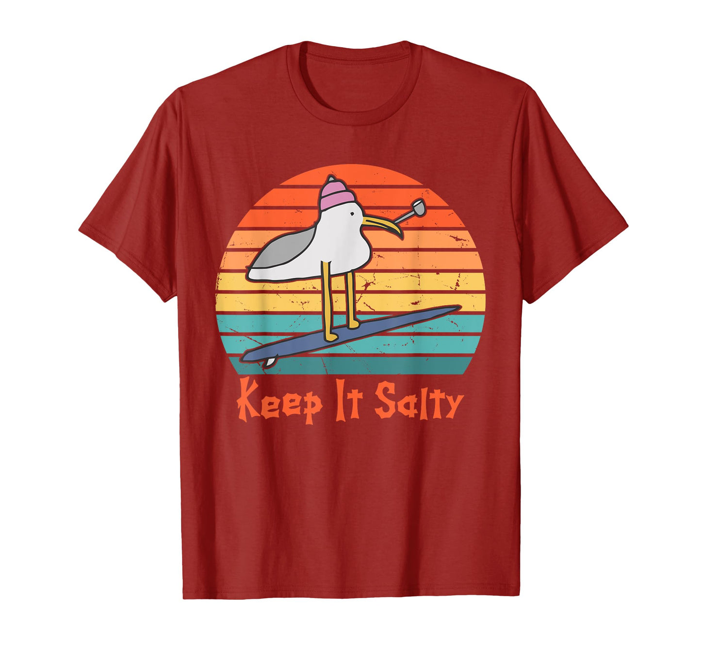 Keep It Salty Vintage Sunset Seagull Lover Funny Quote T-Shirt
