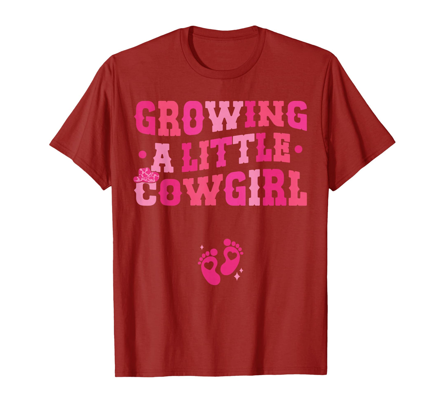 Country Pregnancy Announcement Apparel Co. Growing a Little Cowgirl - Black X-Small Short Sleeve Crew Neck T-Shirt