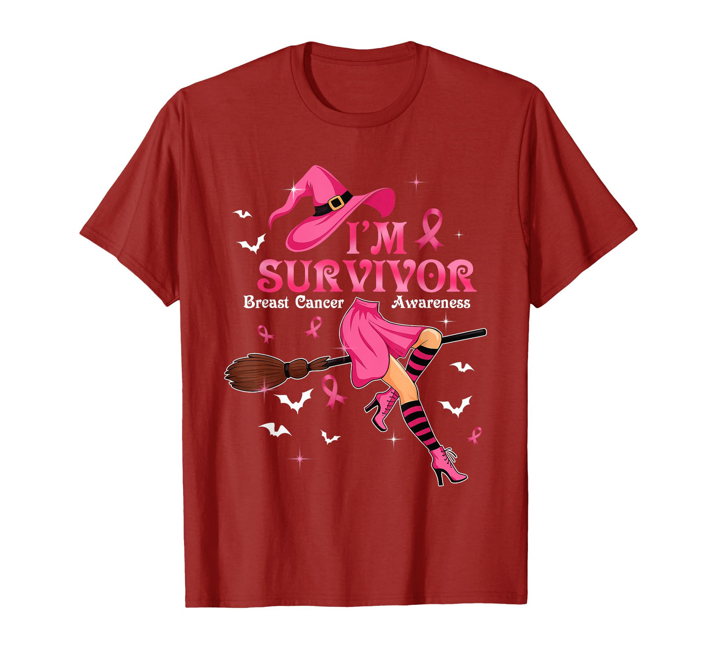 Witch I'm A Survivor Halloween Breast Cancer Awareness Women T-Shirt