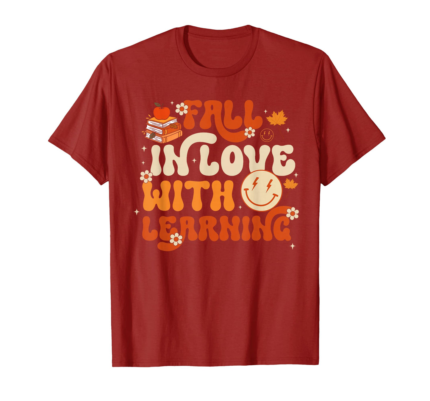 Fall in Love with Learning Autum Thanksgiving Teacher Kids T-Shirt