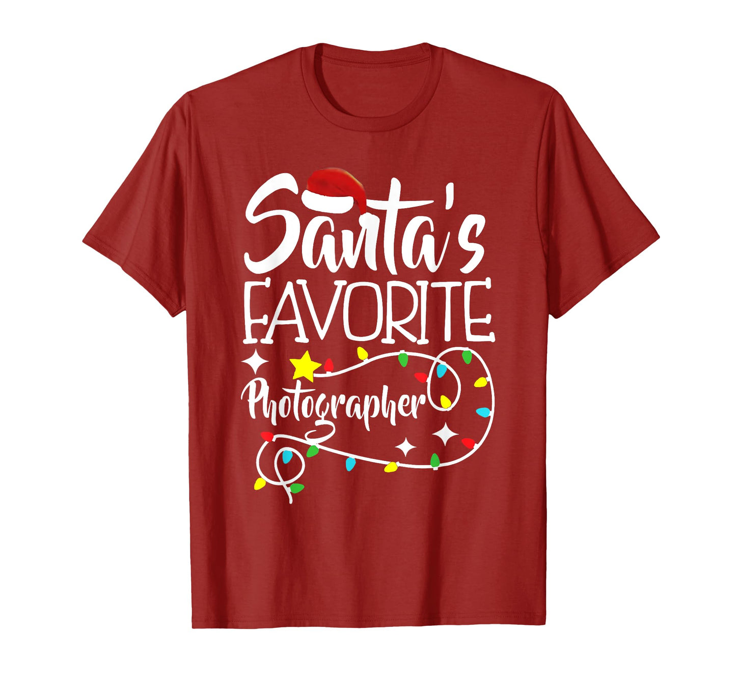 Santa's Favorite Photographer Christmas lights Santa Gifts T-Shirt