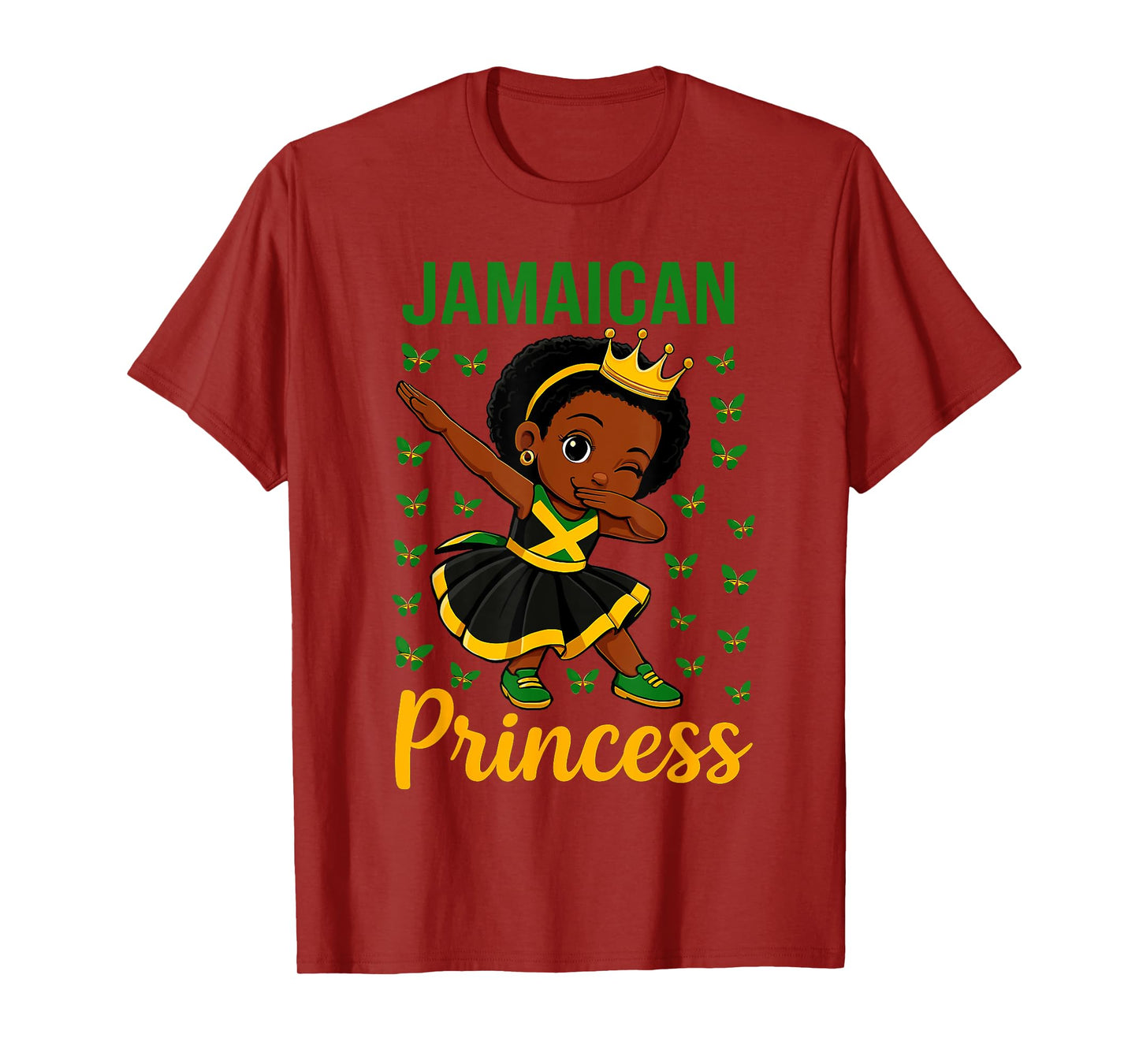 Dabbing Jamaican Princess Girl Jamaica Flag for Girls T-Shirt