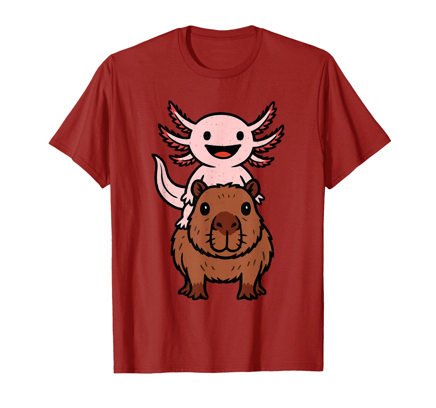 Funny Capybara Axolotl Kawaii Animal Lover Kids Girls Women T-Shirt