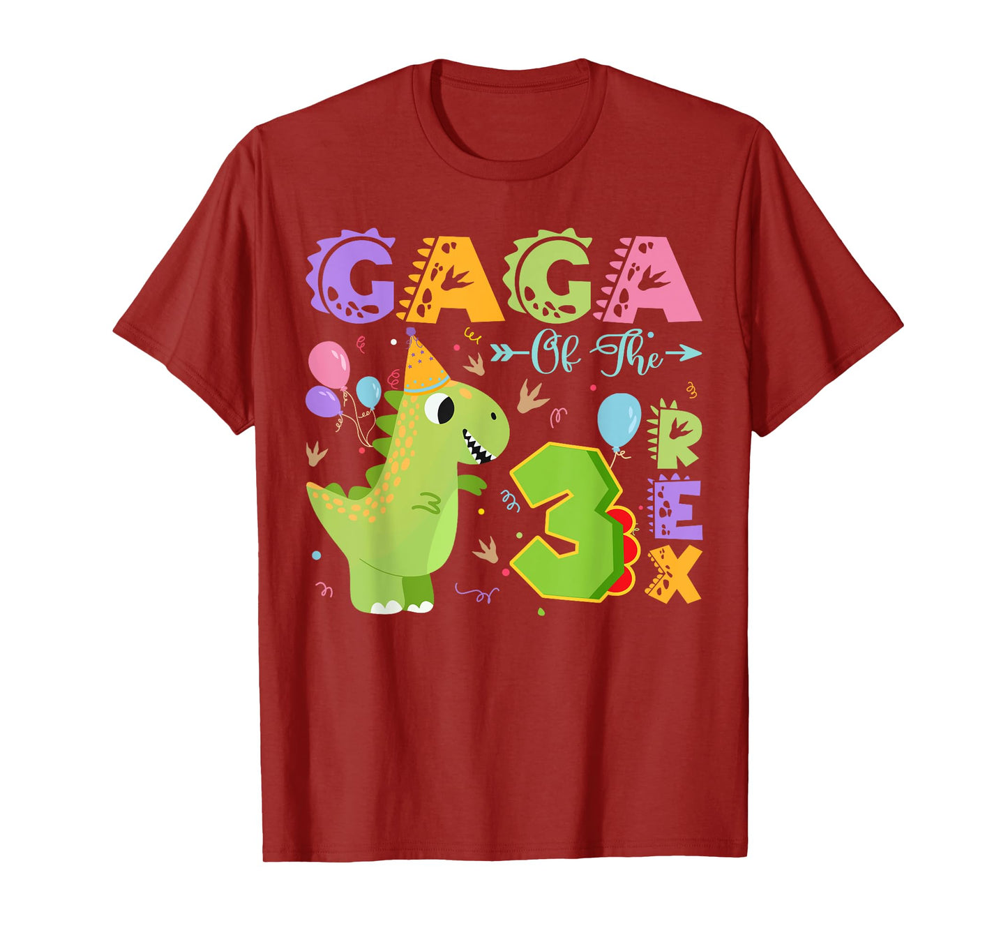 Gaga Of The Three Rex 3Rd Birthday Dinosaur Party T-Shirt