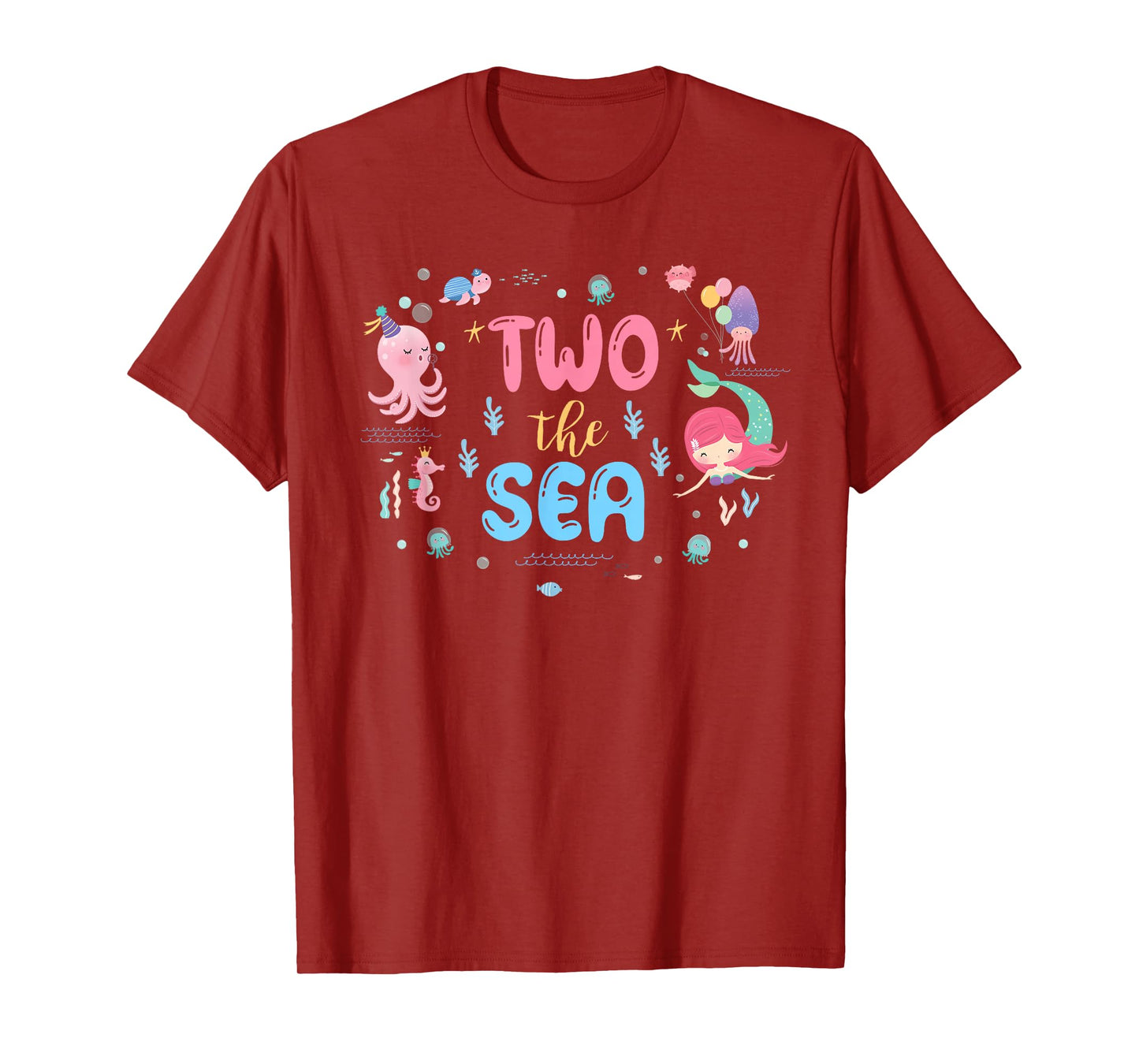 Two The Sea 2nd Birthday Outfit Girl 2 Yrs Old Sea Animals T-Shirt