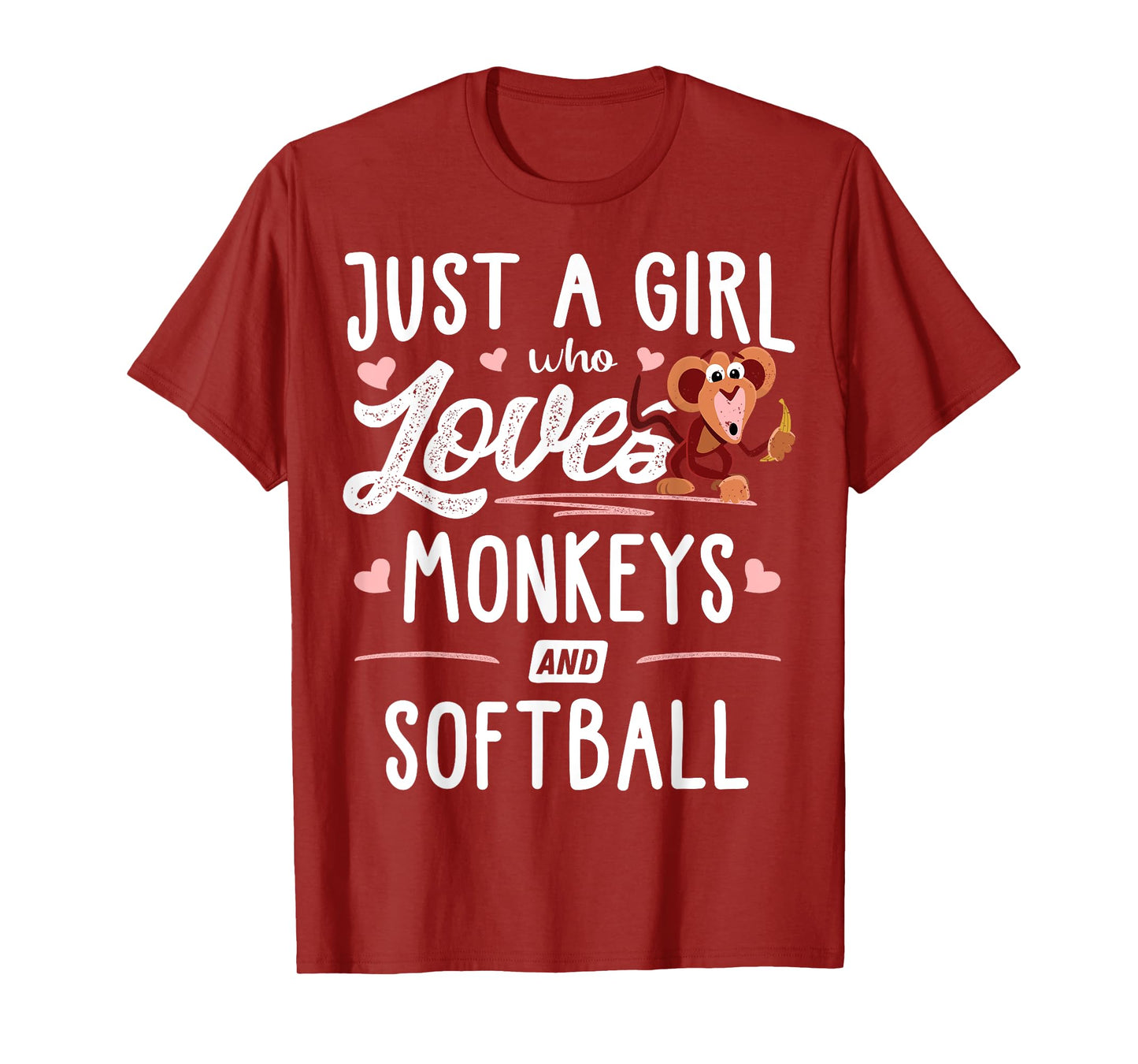 Just A Girl Who Loves Monkeys And Softball Gift Women T-Shirt