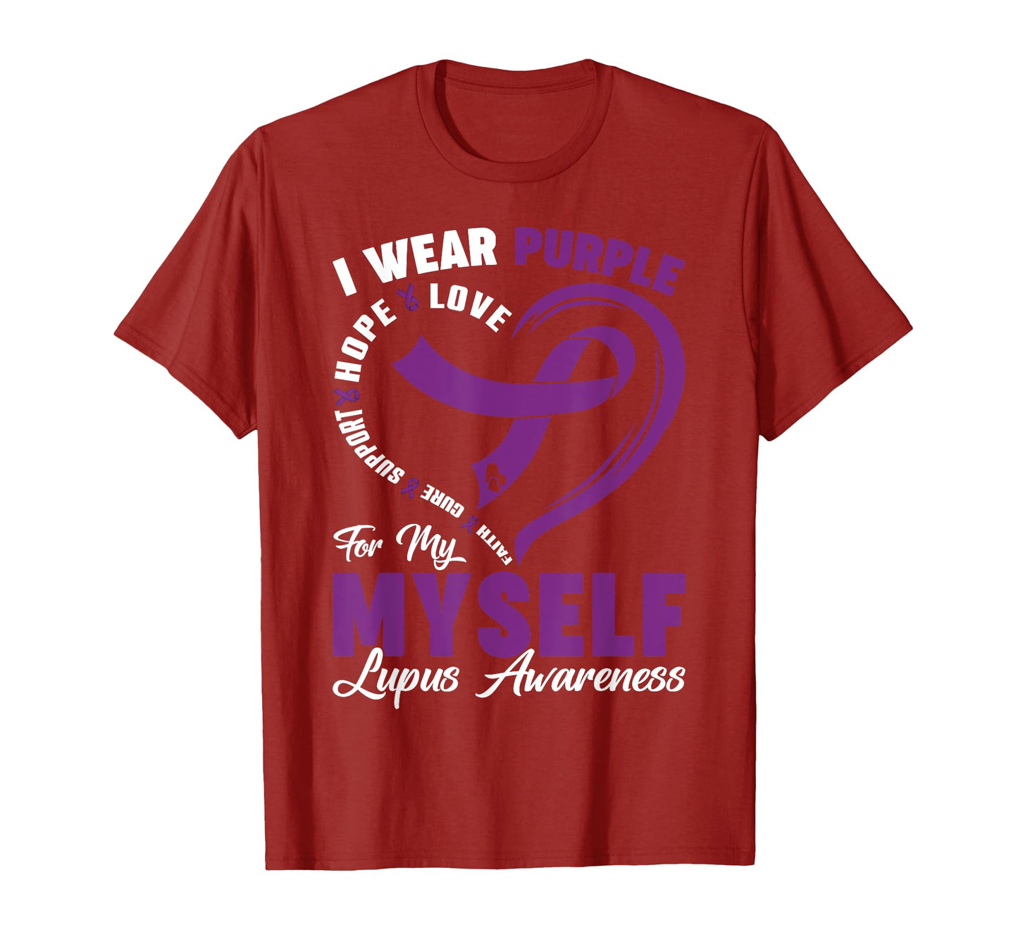 I Wear Purple For Myself Lupus Awareness Day Purple Ribbon T-Shirt