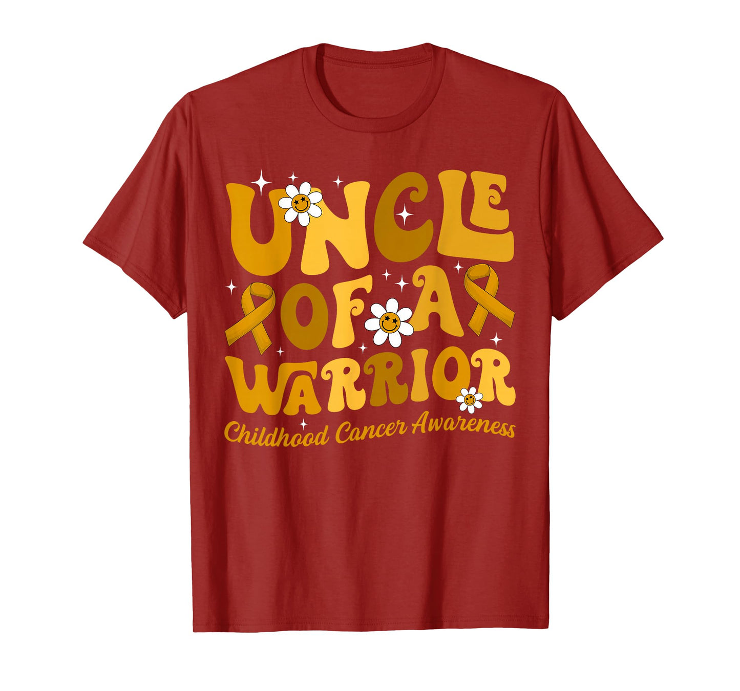 Groovy Uncle Of A Warrior Childhood Cancer Awareness Support T-Shirt