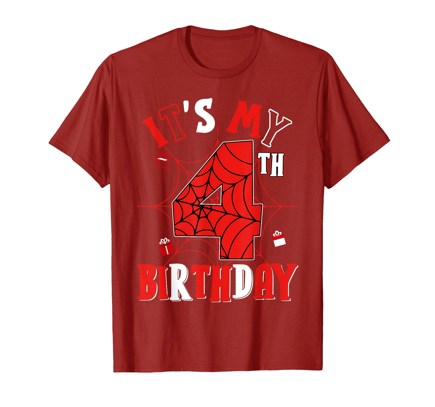 Birthday Party Spider Web Costume It's My 4th Birthday T-Shirt